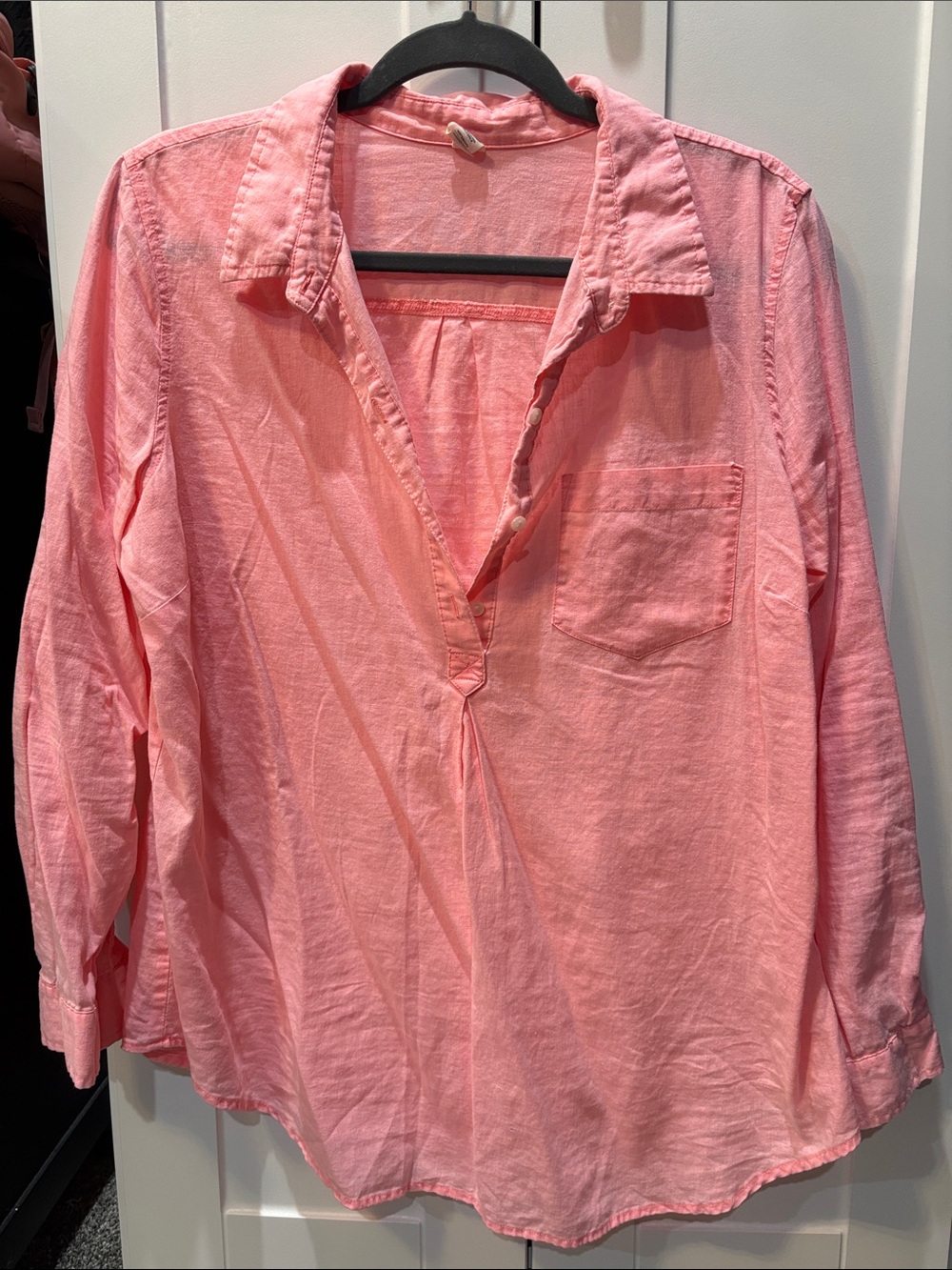 Old Navy Coral Pink Button-Front Long Sleeve Shirt